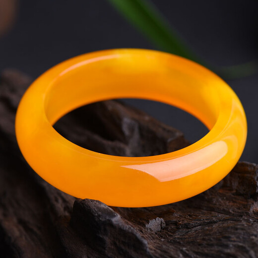 Flying Goose Chicken Fat Yellow Beeswax Bracelet, Amber Raw Stone Bracelet, Beeswax Women's Jewelry, Picture Color, Ring 60-61