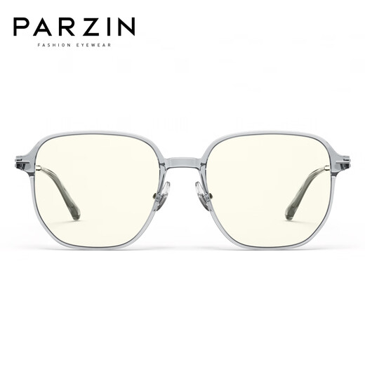 帕森（PARZIN） 防蓝光眼镜男 简约大框修颜眼镜手机电脑防辐射护目镜女 PZ15862 浅透灰