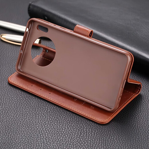 Yazunshi Huawei mate30 mobile phone case flip-top leather case Huawei Mate30Ppro fall protection case full-cover soft case card-enabled men's and women's wallet model [brown] Mate30