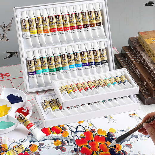Surada Chinese Painting Pigments Chinese Painting Pigments Chinese Painting Pigment Set Beginner Students Children's Ink Painting Landscape Painting Set 12 Colors 6ml Starter Set SD132