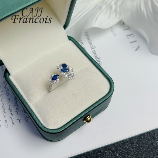CAJJ Francois 0.99 carat sapphire ring for women, natural colored gemstone, jewelry gemstone, 925 silver inlay, size 13