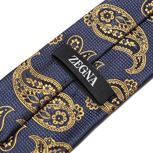 杰尼亚（Zegna）男士丝质领带 Z5D34TA5 1P8 YE1 海军蓝色多色刺绣图案