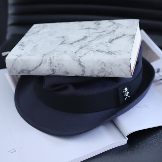 Tochino's new spring, autumn and winter trendy brand internet celebrity men's hat warm gentleman jazz hat fashionable casual foldable hat for women black with skull logo regular size 55-57CM