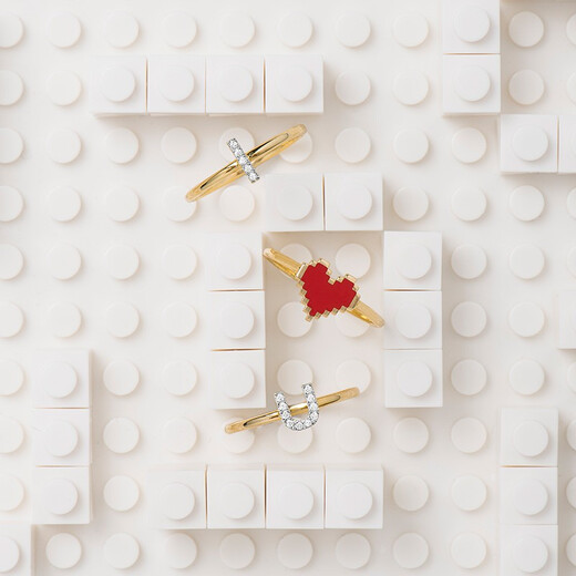 HEFANG He Fang Jewelry Confession K gold ring 18K gold tail ring light luxury high-end birthday gift for girlfriend letter I 12