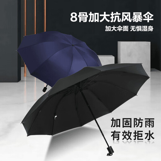Manual umbrella, thickened and strong, windproof, sunny and rainy, sun protection, UV protection, parasol, random delivery, manual black, 8 ribs