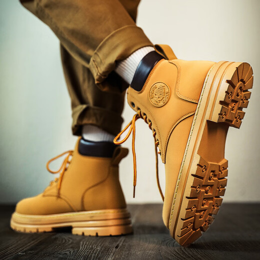 Luxus-High-End-Martin-Stiefel für Männer im Herbst- und Winter mittel- und hoch gelben Stiefeln sowie Samtwärme und hochhöhenverstärkende Sportarten und lässige Retro-Männerstiefel Gelb [Marke Martin Boots] 39