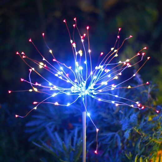 Maoyuantai Solar Fireworks Light Dandelion Ground Plug-in Light Garden Courtyard Lawn Decoration Light Outdoor Color Light Waterproof Night Light Colored Light 2 Function Solar Ground Plug-in Light 90 Lights Single
