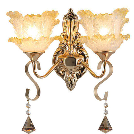 Chunlu wall lamp bedside lamp Nordic modern European style simple creative led American bedroom living room aisle staircase wall lamp wine red 338 double heads