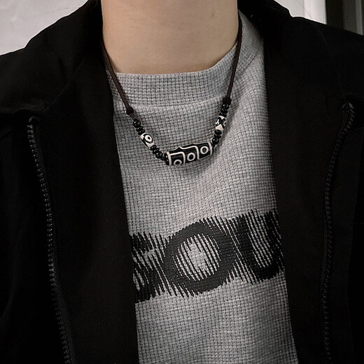 Core luxury men's necklace braided rope pendant new artificial dzi beads men's transfer bead necklace sweatshirt chain gift for boyfriend