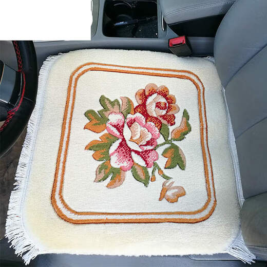 Junxuan Warm New Zealand wool handmade car carpet cushion, pure cashmere four-season backless single-piece seat cushion, encrypted black rich flower single piece