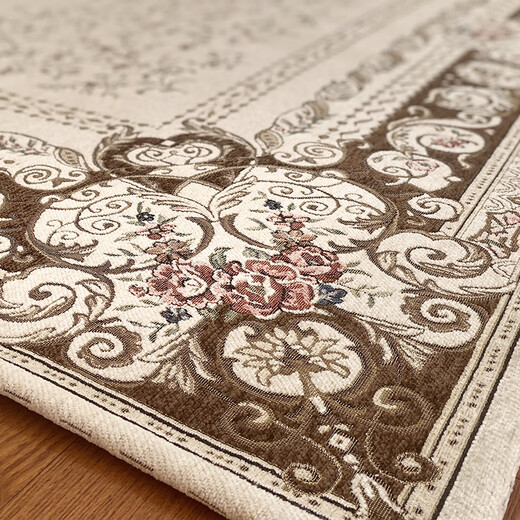 Zhonghong European living room carpet bedroom bedside blanket American sofa coffee table blanket cloakroom jacquard household non-slip scrubbable Roman brown 140*200CM