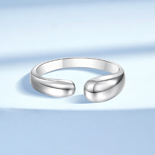 Mengjinyuan Platinum Ring PT950 Water Drop Minimalist Ring Opening Adjustable Gift for Girlfriend’s Birthday