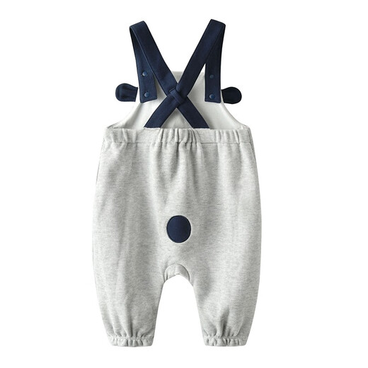 Auro Mesa baby clothes for spring and autumn boys and girls pure cotton cartoon bear overalls cute one-piece overalls light gray 90cm/1-2T