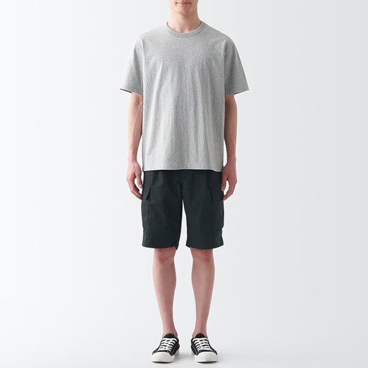 MUJI Men's Water Resistant Stretch Cargo Shorts Pants Casual Pants AED81C3S Black L