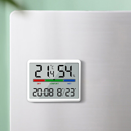 Refrigerador Magnético Succión Reloj Desktop Temperatura electrónica y humedad Medidor Etiqueta Climatrato Madre y bebé Temperatura y medidor de humedad Medidor Medidor de cocina Succión magnética 9905 Blanco