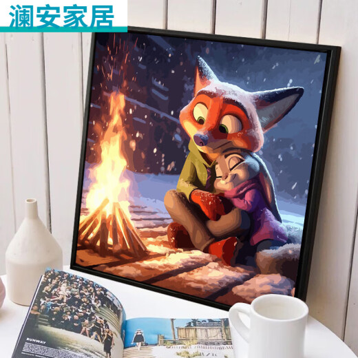 CLCEY疯狂动物城数字油画 可爱卡通疯狂动物城数字油画+外框 SJ13555 30*30cm绷好加厚实木内框+外框