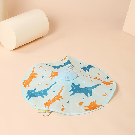 M-PETS Cat Toy Funny Stick Self-Happling Turntable Automatic Rotating Electric Toy Cat Artifact Pet Supplies Peek-A-Boo Qinglan - Rechargeable Version (Cloth Turntable + Feather + Yingluo Cable