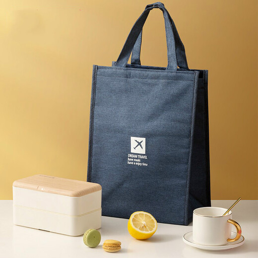 Mondavia insulated lunch bag for work with lunch bag portable large-capacity lunch box bag to keep fresh and cold outdoor airplane pattern high-end gray large size length 25*height 35*bottom width 17cm lunch box bag