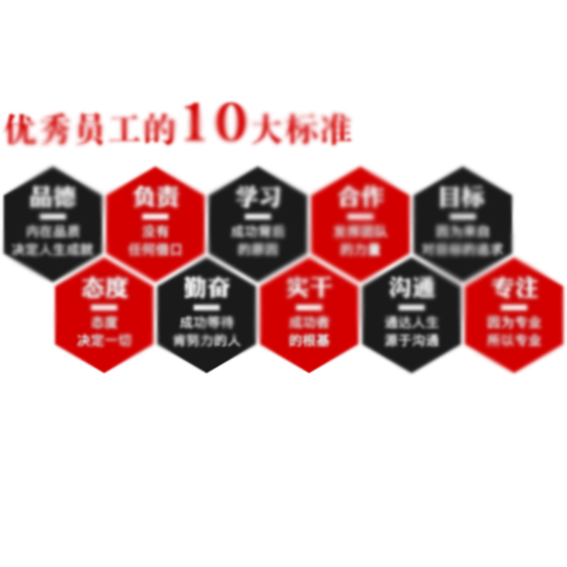 Maoyu ausgezeichneter Mitarbeiterstil Enterprise Company Büro Kulturdekoration Aufkleber Factory Workshop Inspirierender Slogan 0382 Top Ten Standards - Schwarz + Rot + Weiß klein (Breite 1500 mm, Höhe 724 mm)