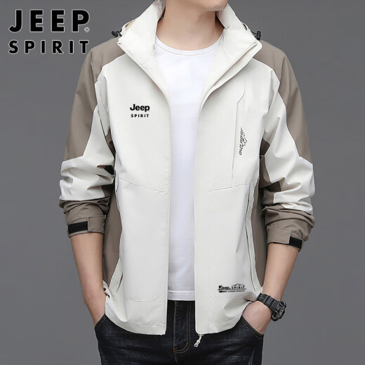 JEEP SPIRIT吉普夹克男春秋季冲锋外套男女防风上衣男 白卡 XL 