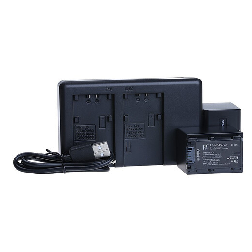 Fengbiao (FB) Sony Handheld DV Batería de litio adecuada para AX700/60/45/30 CX680/610 PJ675 Cargador de asiento [1800MAH] FV70A Two Electric Dual Cargo Conjunto