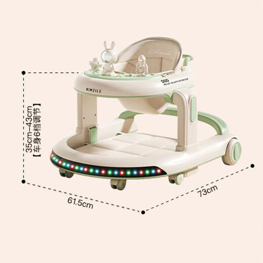 Yunya baby 6 to 18 months walker baby 2024 baby hand-push multi-function footbike SN9789 car model brown color + dining plate + sound and light + push handle + foot pad