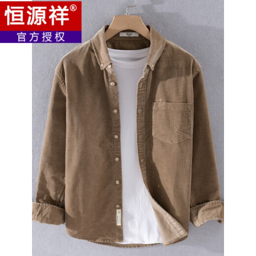 Hengyuanxiang marca de ropa de alta gama, otoño e invierno más camisa de manga larga de terciopelo, chaqueta de pana masculina, stripe bañera de algodón de terciopelo en espesor en espesor