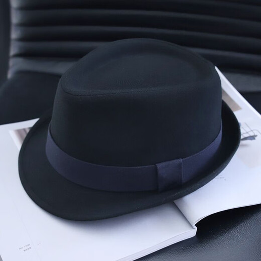 Tochino's new spring, autumn and winter trendy brand internet celebrity men's hat warm gentleman jazz hat fashionable casual foldable hat for women black with skull logo regular size 55-57CM