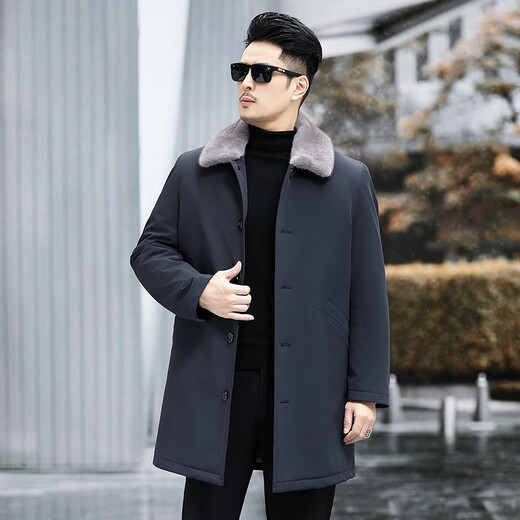 KAISER mink coat men's mink liner Haining mid-length fur coat men's dark green mink 52