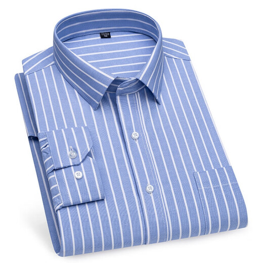 Li Yinu's skin-friendly and comfortable, free-iron white shirt for men's business casual long-sleeved plaid shirt 2024 autumn new stripes 6627 2XL/41 (recommended 140-155 Jin [Jin equals 0.5 kg])