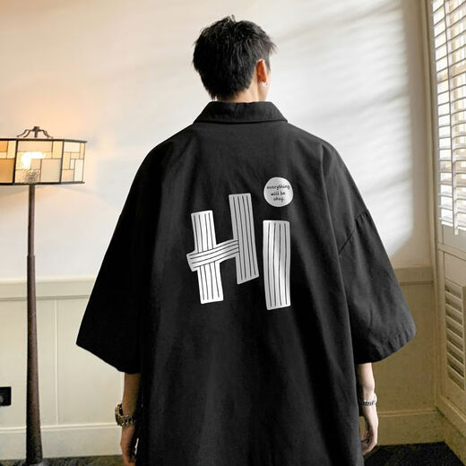 Jiben (bugar) Camiseta de manga corta de manga corta Hombres de gran tamaño de gran tamaño de gran tamaño seda de seda casual de chaqueta delgada de media manga negro 9904 HI 7XL 260-280JIN [Jin equivale a 0.5 kg]