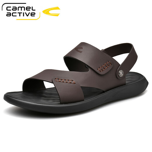 
Camel dynamic sandals men's toe layer cowhide two-wear beach shoes men's outdoor fashion men's shoes summer new product trendy stream shoes men 698 brown 40 standard leather shoe size
