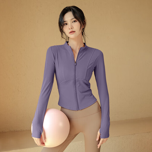 LULULMCCTN Yoga Jacket Women's Pilates Professional Training Clothing Sports Running Cycling Long Sleeve Fitness Top Rouge Powder M