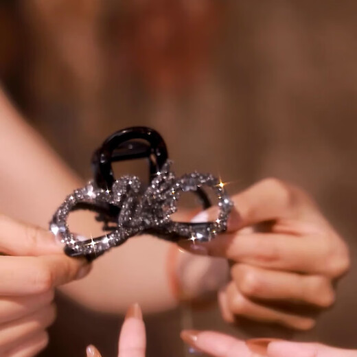 Two Worlds Light Luxurious and Elegant Eight-Character Swan Clip 2025 New Back of the Head Shark Clip High-Quality Disk Hair Clip Hair Accessory for Women Black Length About 8.5cm