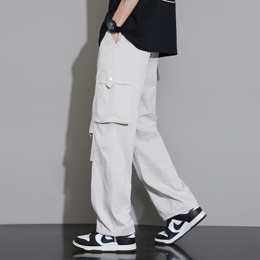 Dingfengbaoluo Seda de seda de secado rápido Pantalones casuales de secado rápido para hombres de trabajo estadounidenses masculinos de moda