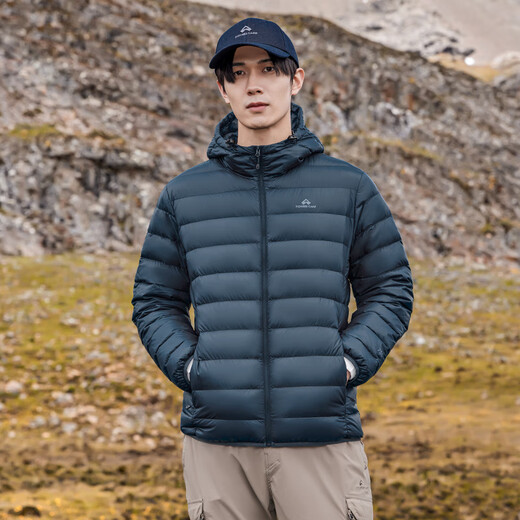 Pioneer Camp Autumn and Winter Men's Lightweight Down Jacket Group Purchase 90 Fleece Hooded Jacket Men's Warm Outdoor Down Liner Ribs Black 2XL