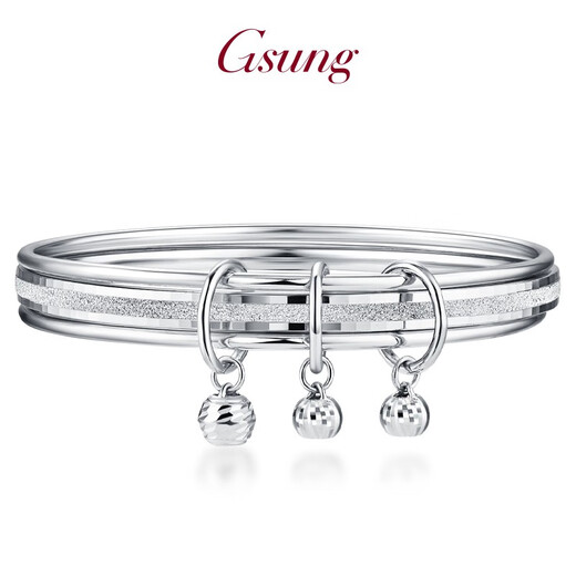 GsunG platinum bracelet for women, PT950, three-ring platinum bracelet for women, stylish and shiny. Priced by the gram. Contact us before bidding.