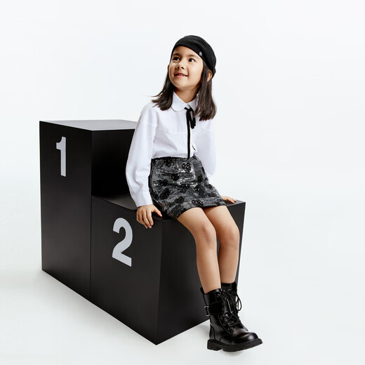 Little MO&Co. Children's clothing autumn new style girls pure cotton doll collar bow long-sleeved white shirt shirt white 120 120/60