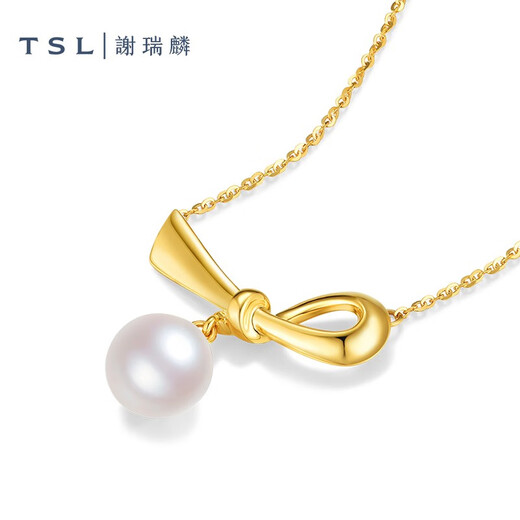 Xie Ruilin (TSL) 18K gold pearl necklace romantic gift knot series geometric knot clavicle chain women's gift 64212 45CM