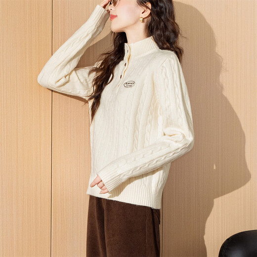 TonLion 2025 Autumn Women's Exquisite Cable Half Cardigan Half Turtle Collar Pullover Sweater Simple and Versatile Korean Fashion
