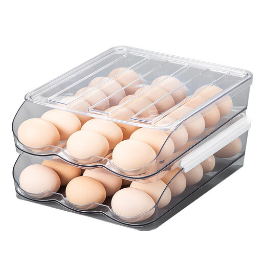 美厨（MAXCOOK）鸡蛋收纳盒 厨房冰箱收纳盒食品级 保鲜盒鸡蛋收纳格厨房 双层透明MCX4865 单件装