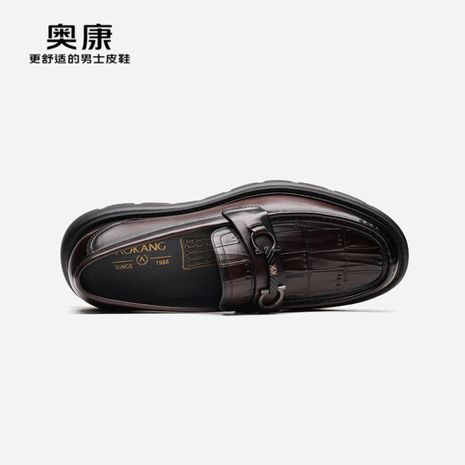 
Aocon official men's shoes 2024 autumn new stone pattern casual leather shoes horse buckle comfortable loafers shopping mall same style brown 6241614069 38