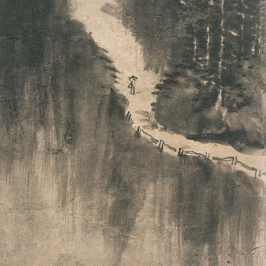 元方从义高高亭图古代山水画卷轴文人复仿古画挂画 元吴镇丛薄幽居12033 40X90厘米（喷绘画心尺寸） 宣纸材质（喷绘画心