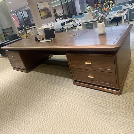 Kong Qiu Mingge (KOQUMGE) New Chinese style solid wood boss desk modern simple business president walnut wood table and chair combination high-end atmospheric executive desk office computer desk boss desk 2400W*1050D*760H
