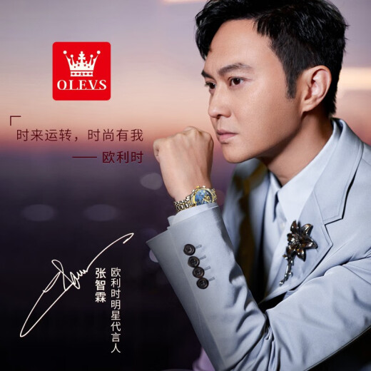 欧利时（OLEVS）瑞士认证品牌手表女士机械表全自动简约气质女表潮流时尚高档腕表 OLEVS-6629女-棕皮蓝面