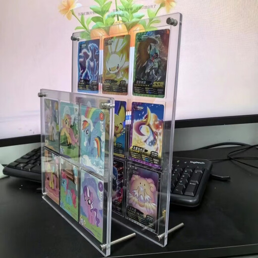 Laiji es adecuado para tarjetas pequeñas de cuadrícula de nueve cuadrados, soporte de exhibición de fotos, ranura para tarjeta de ídolo, álbum de tarjetas de acrílico, adornos de escritorio, marco de fotos, cuadrícula de 9 cuadrados 6.5x9