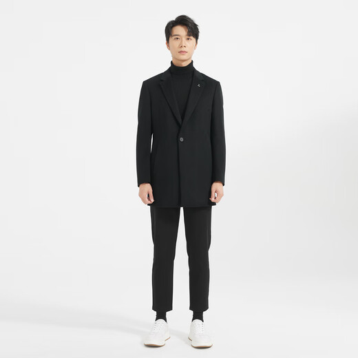 Lilang Leichte Mode -Herrenkleidung [Innere Füllung] Wollmantel Langwolle warme Jacke für Männer q4dyr202 Black XL (175)