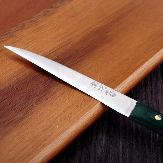 Will the male molybdenum vanadium steel kitchen chef carving knife color wooden handle be hard, thick and sharp, no grinding, cutting material, beautiful fruit platter, vegetable and food carving knife, sharpening stone, knife box, knife set No. 3, main knife - blade length 8.5CM (green)