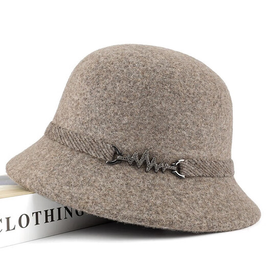 SOMUBAY Mom Hat Women's Autumn and Winter Woolen Basin Hat Winter Warm Fisherman Hat Versatile Elegant Western Style Hat Camel Default