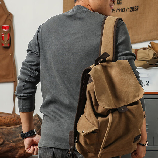 Ji Yan Luxurious tough guy style Henry collar long-sleeved T-shirt men's spring and autumn pure cotton bottoming shirt heavy retro casual top dark gray L